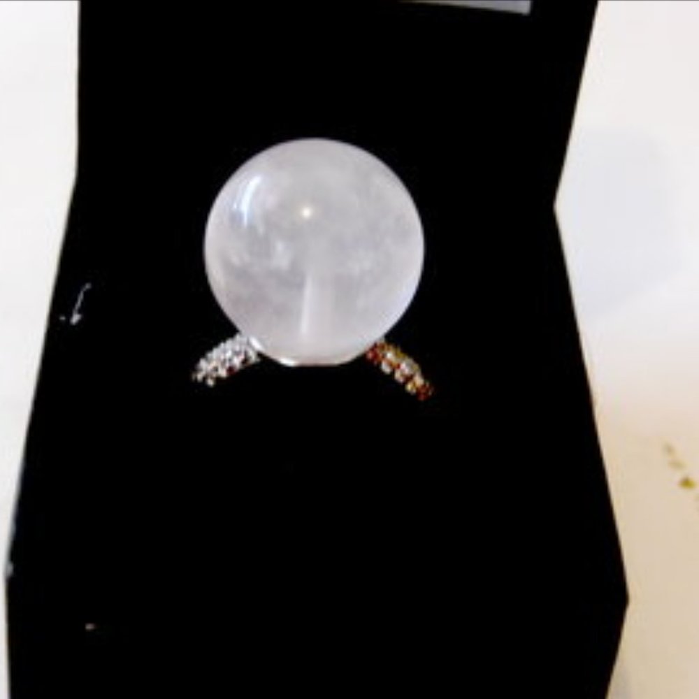 Colleen Lopez Gemstone Ball & White Zircon Sterling Silver Ring Size 8